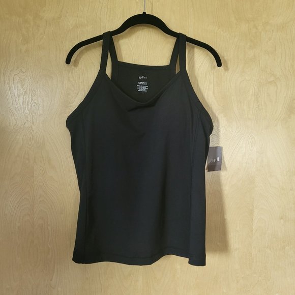 J. Jill Fit Performance Shelf-Bra Tank Black Size Large - Picture 2 of 12